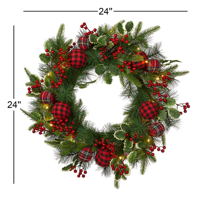 24'' W Pre-Lit Artificial Wreath