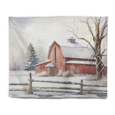 Tapisserie «Polyester Church in Country pendant l'hiver III»