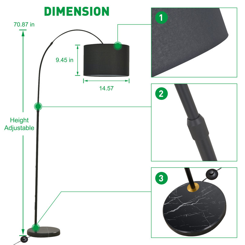 Lampe sur pied arquée 71 po Regginal