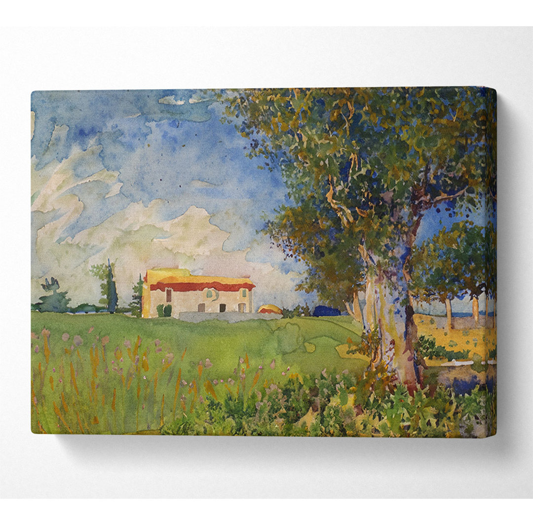 Van Gogh Bauernhaus in einem Weizenfeld - Leinwanddrucke