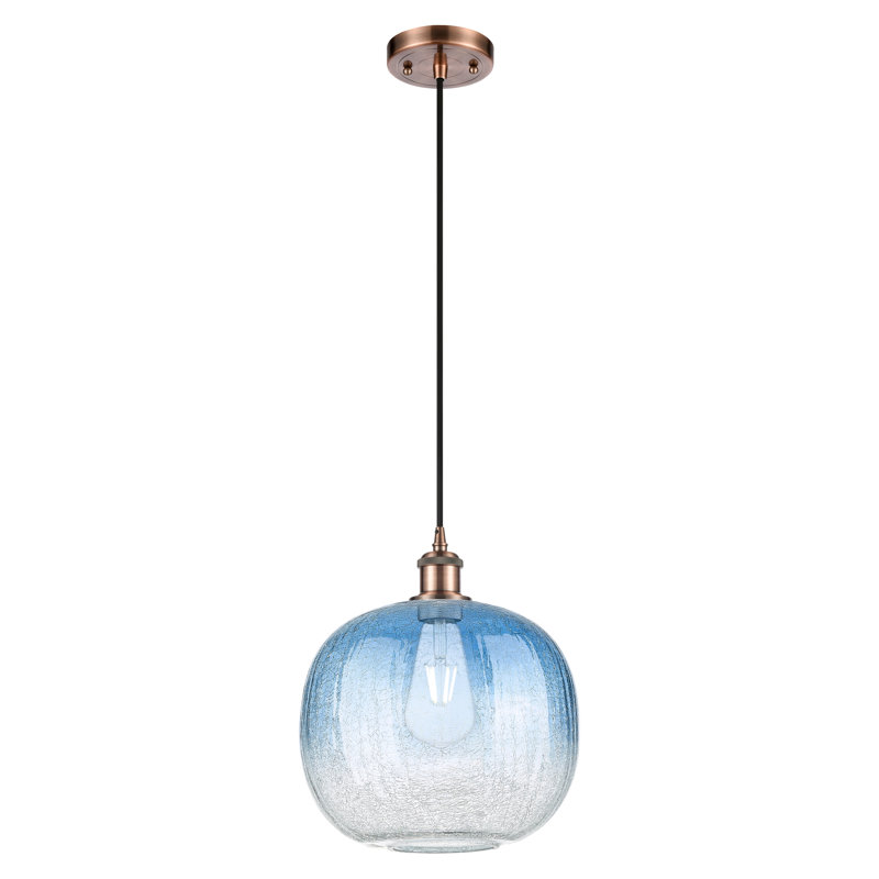 Ballston - Culpepper - Mini-luminaire suspendu à cordon 1 lumière 11 po, Bleu saphir, Cuivre antique