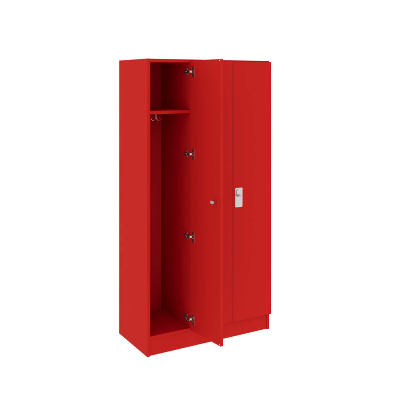 Armoire de vestibule triple à trois compartiments avec porte, Rouge tulipe