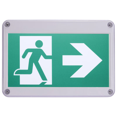 Running Man Green Exit Sign - 120/347V - 2HR Backup - Single/Dual Face - Universal Mounting - Wet Location