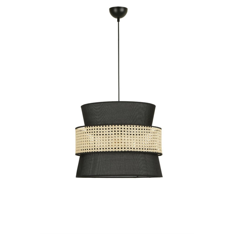 Arlee 1 - Light Anthracite Rattan Drum Pendant
