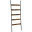 Angled 5-Tier Industrial Blanket Ladder Rack - Rustic Brown 65Cm Wide