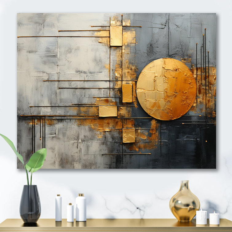 " Gold Grey Gleaming Geometry XII " on Canvas
