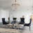 Glass Top Metal Base Dining Table With 4 Velvet Dining Chairs,5 - Piece Pedestal Dining Set-106913215-106913220