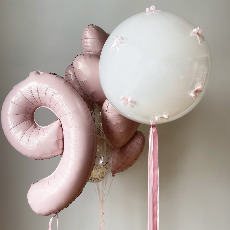 Floral Soft Pink & White Balloon Bouquet (Number Foil Balloon: #1), #5