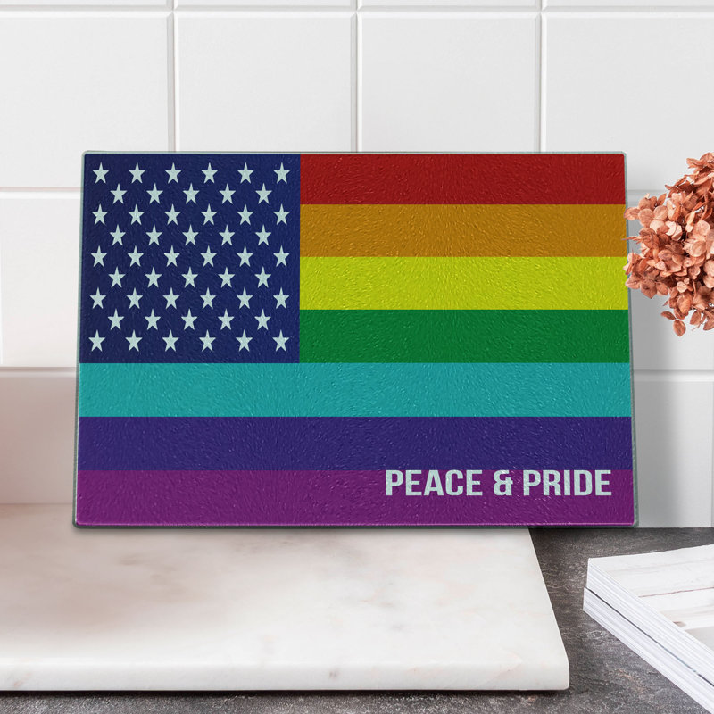 Multicolore Ambesonne, drapeau américain, planche à découper en verre trempé, fierté de la paix, multicolore
