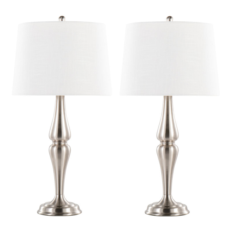 Sawyer 30" Contemporary Metal Table Lamp in Brushed Nickel Linen from Grandview Gallery by LumiSource - Set of 2