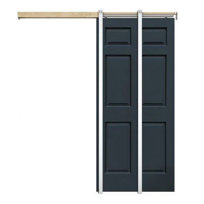 80'' Hollow Paneled Painted without Installation Hardware Kit Sliding Closet Doors