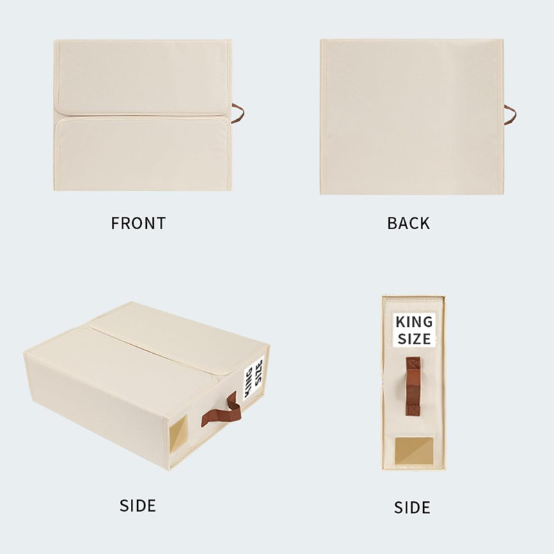 6 Pack Bed Sheet Organizers And Storage, Sheet Organizers For Linen Closet Under Bed Storage Sheets Set Organizers With Handle Window Foldable Bedding Storage Box Beige