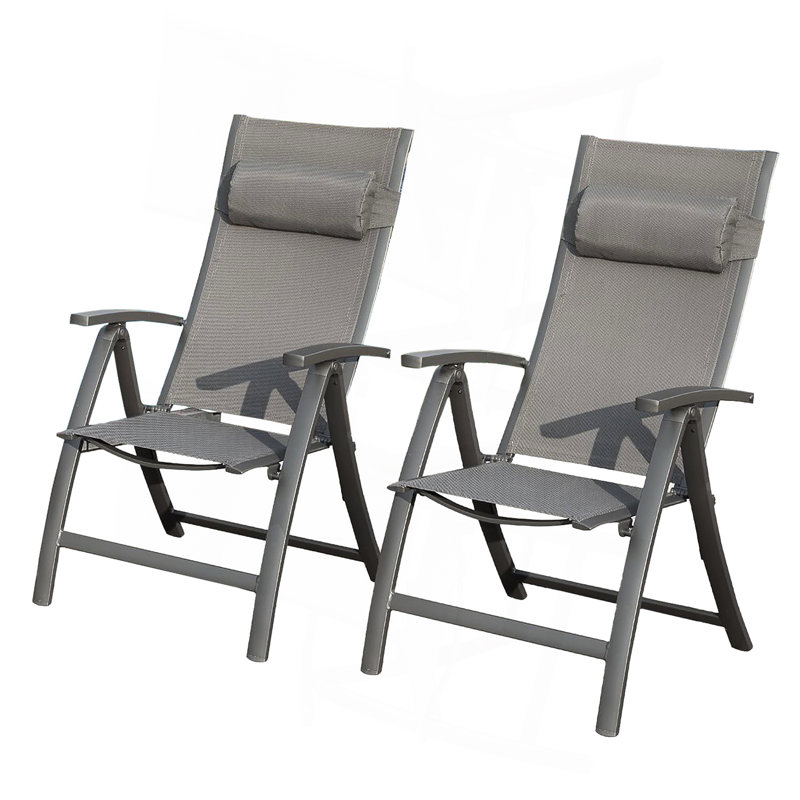 Ensemble de 2 chaises de patio pliantes en tissu textilène