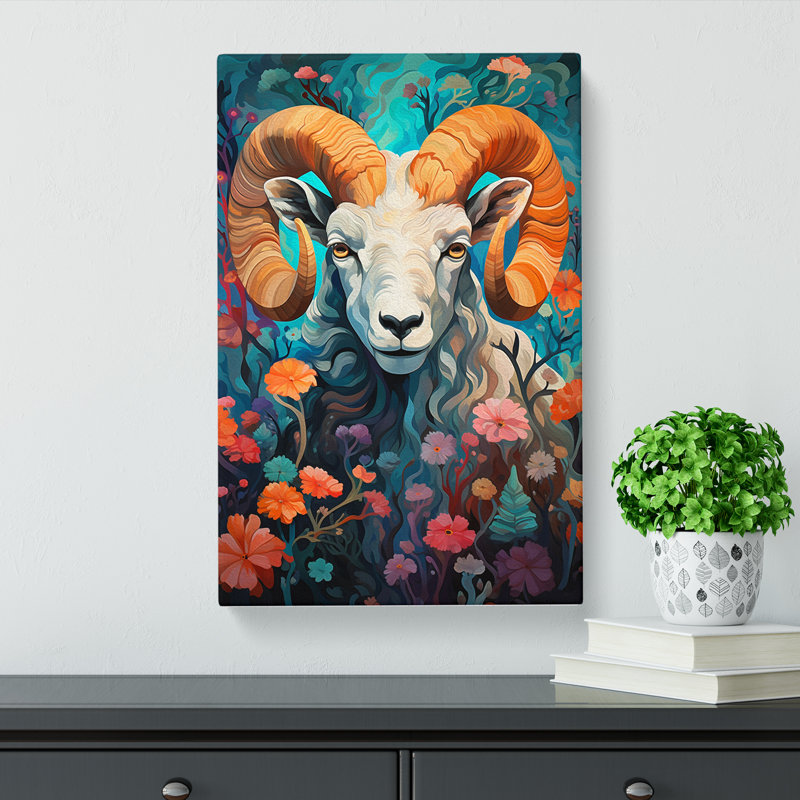 Ram Sheep Orphism - Wrapped Canvas, 76cm H x 50cm W x 3cm D