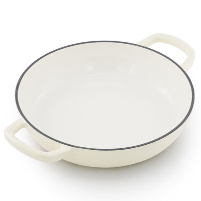 MegaChef 6 Quart Enameled Cast Iron Bread Pot in Cream with Baking Mat