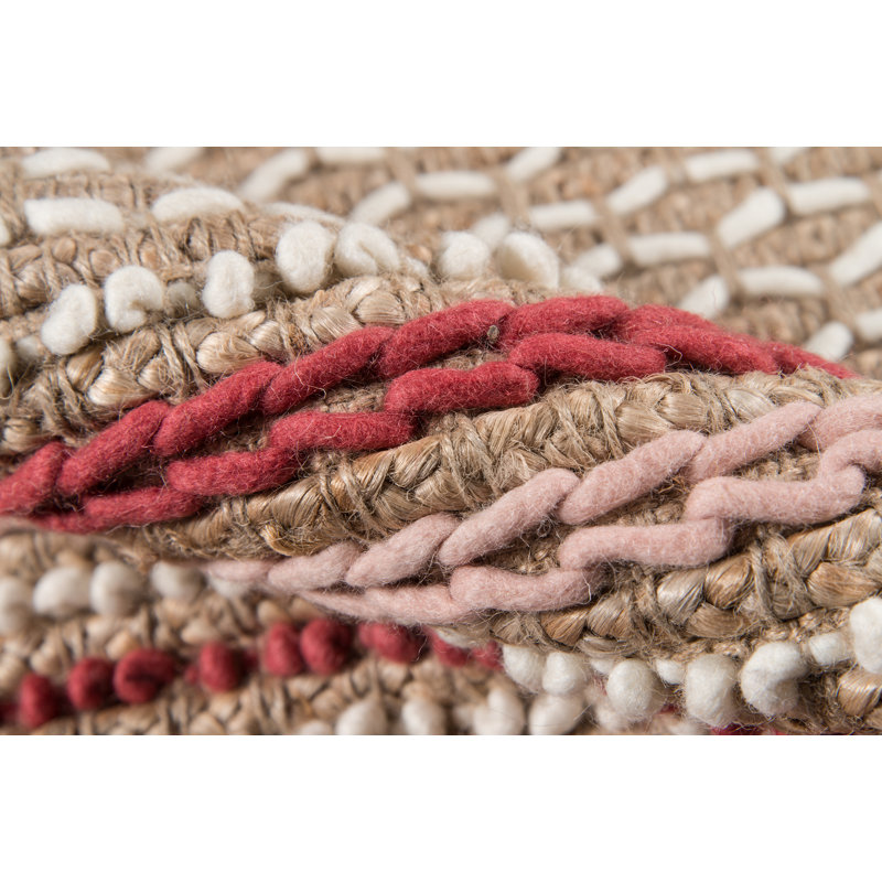 Tapis beige / rose tissé à la main Esme, Rectangle 5 pi x 7 pi