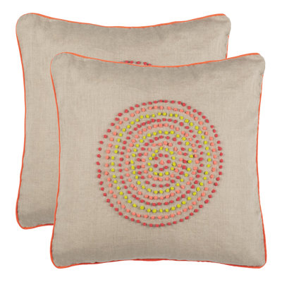 Appliqued Feather Linen Reversible Throw Pillow