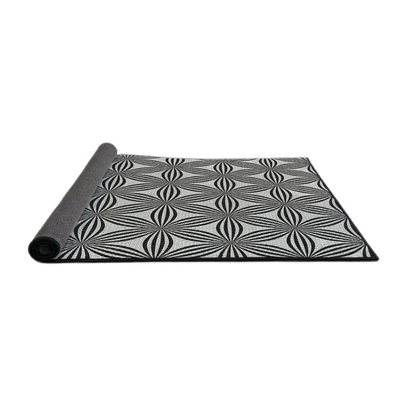 Tapis noir à motif floral, Carré 6 pi