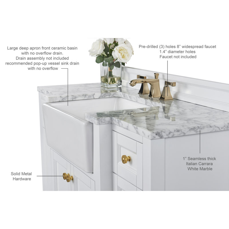 Adeline 48'' W Single Vanity, White