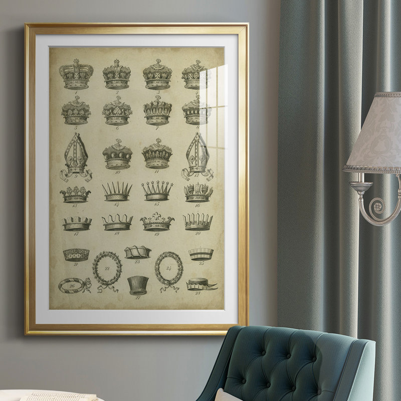 Heraldic Crowns & Coronets IV - Impression de cadre photo unique sur papier, Or, H 30,5 po x l 22,5 po x P 1 po
