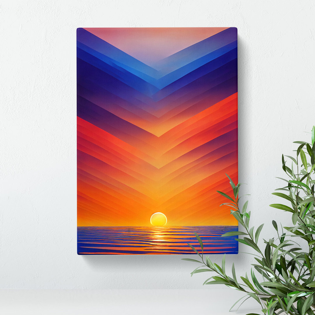 Placid Abstract Ocean Sunset - Wrapped Canvas