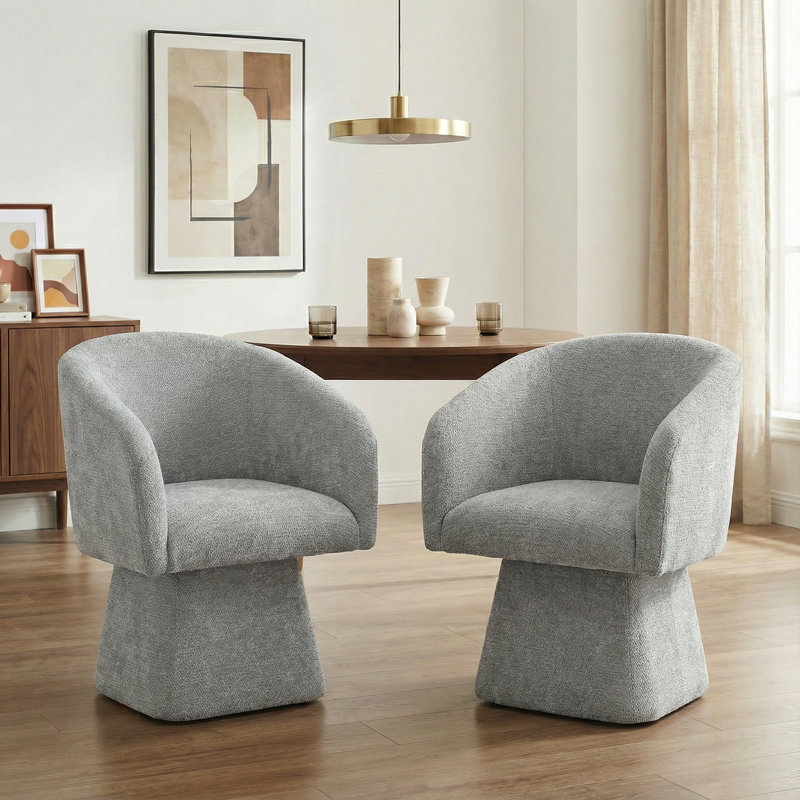 Upholstered Swivel Barrel Dining Chairs, Without Pillow, Gray