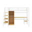 Lit mezzanine simple en métal avec bureau, tablette, armoire et escalier de rangement-293423811