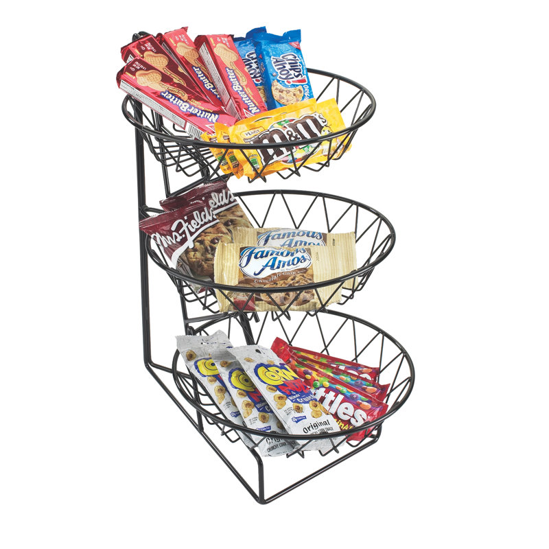 Black Metal 3-Tier Round Wire Merchandiser