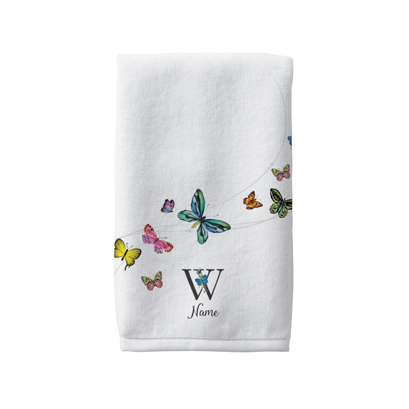 Beautiful Butterflies Hand Towel Name & Initial - A