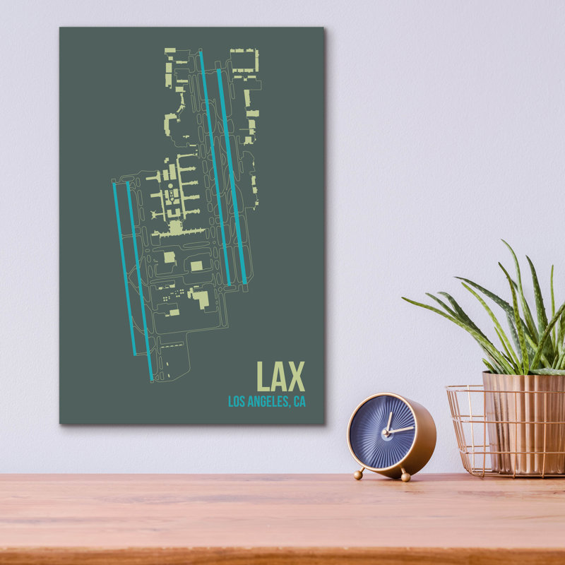 Art graphique en verre acrylique, LAX, H 16 po x l 12 po x P 0,13 po
