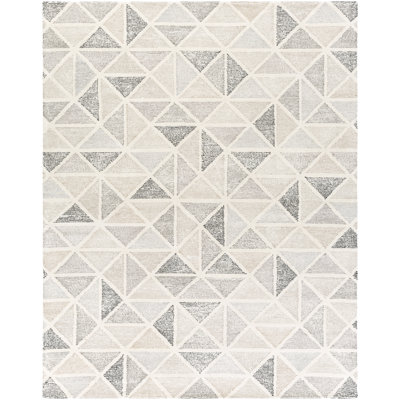 Melody Hand Tufted Wool Geometric Area Rug in Black/Charcoal