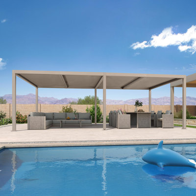 Pergola à persiennes mauve 12 '× 24', toit rigide en aluminium avec toit rétractable réglable pour terrasse, jardin