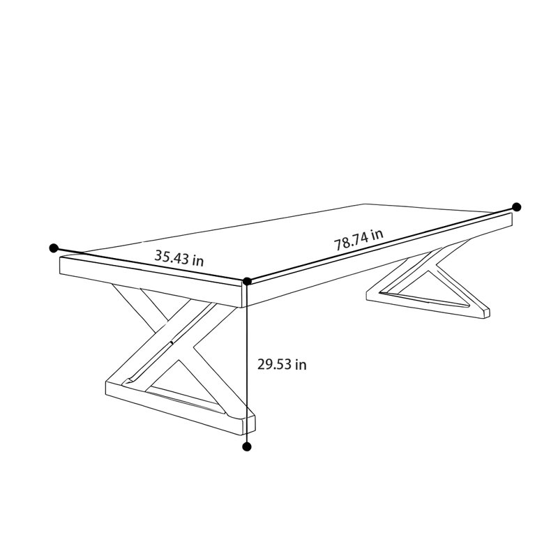 Table de conférence rectangulaire en bois de noyer massif de style industriel 78,74 po, H 29,53 po x L 78,74 po x l 35,43 po