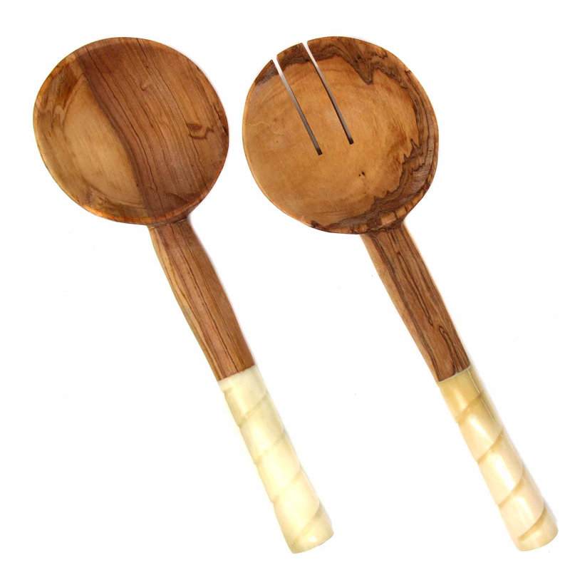 Piece Wood Stainless Steel Salad Servers