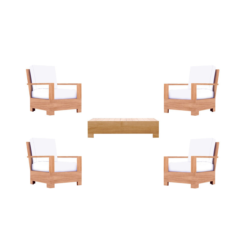 Ensemble de conversation à chaises multiples avec coussins Sunbrella 5 pièces Leveb