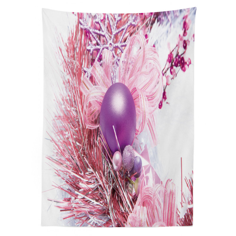 Close Up View of Bells and Ribbon Bow Objects Annual Present Eve Image Print Tablecloth, 72" x 52"