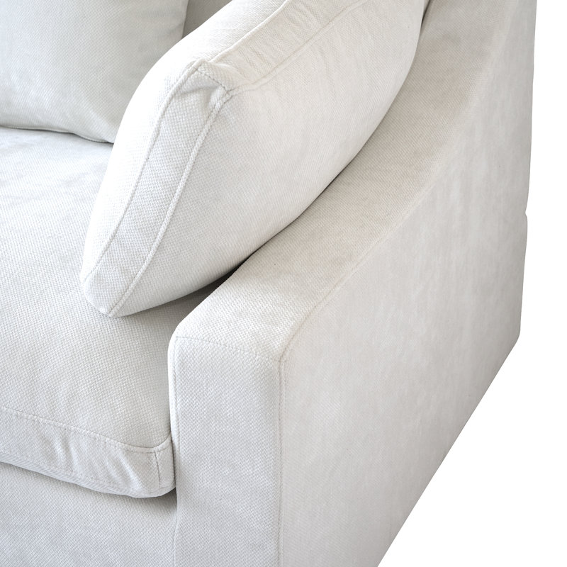 Canapé modulaire rembourré avec repose-pieds, H 29,53 po x l 82,68 po x P 77,95 po, Beige