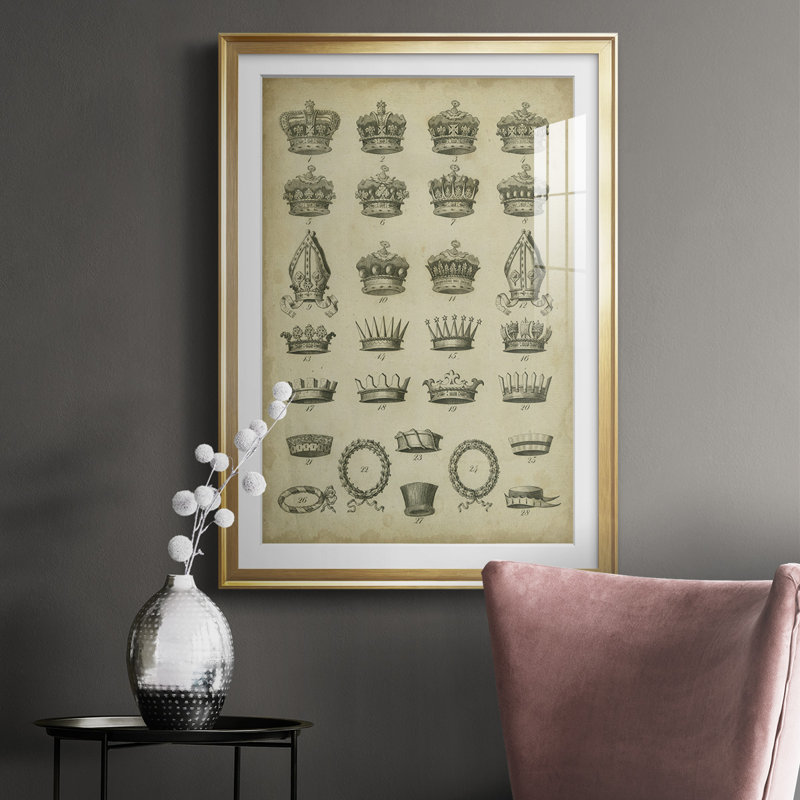 Heraldic Crowns & Coronets IV - Impression de cadre photo unique sur papier, Or, H 30,5 po x l 22,5 po x P 1 po