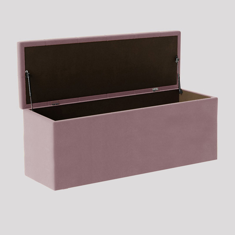  Luna Wide Chesterfield Velvet Rectangle Solid Color Standard Ottoman Box with Storage, Upholstered Deep Storage End of Bed Bench