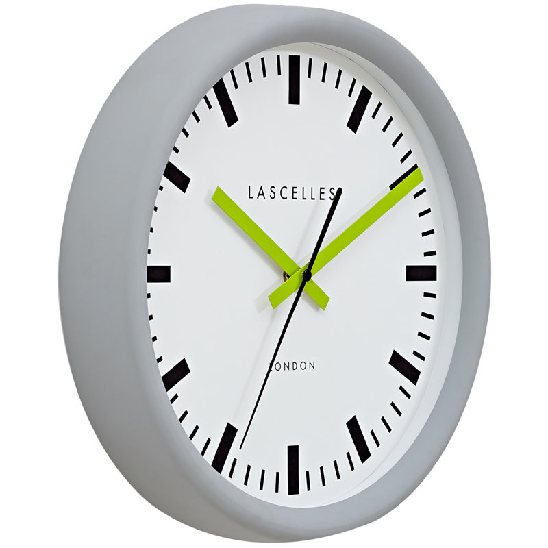 Sync Swiss Grey Station Clock with Hands 30cm, Lime