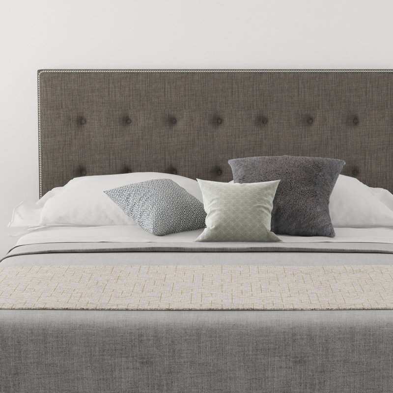 Wem Upholstered Velvet Panel Headboard, Single (3'), Linen Slate