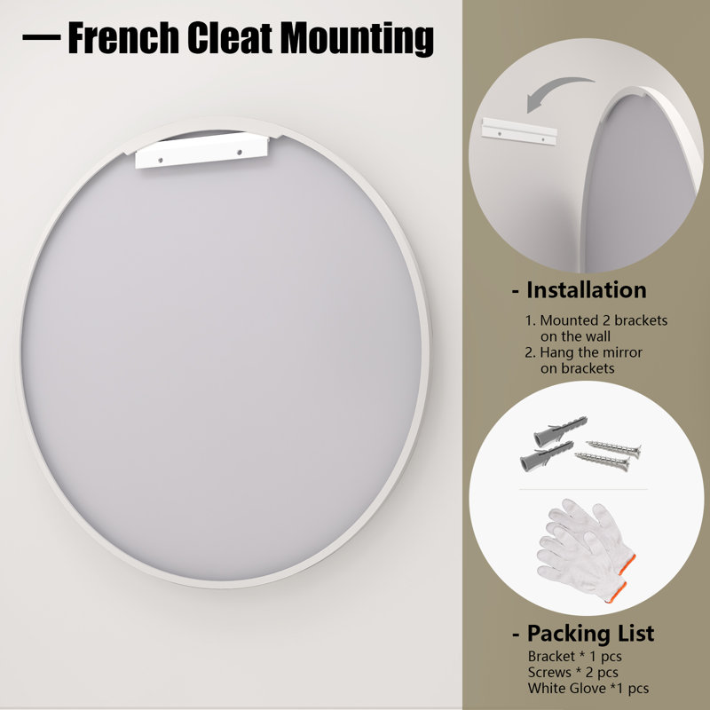 32" Round Silver Aluminum Vanity Mirror with Frosted Frame