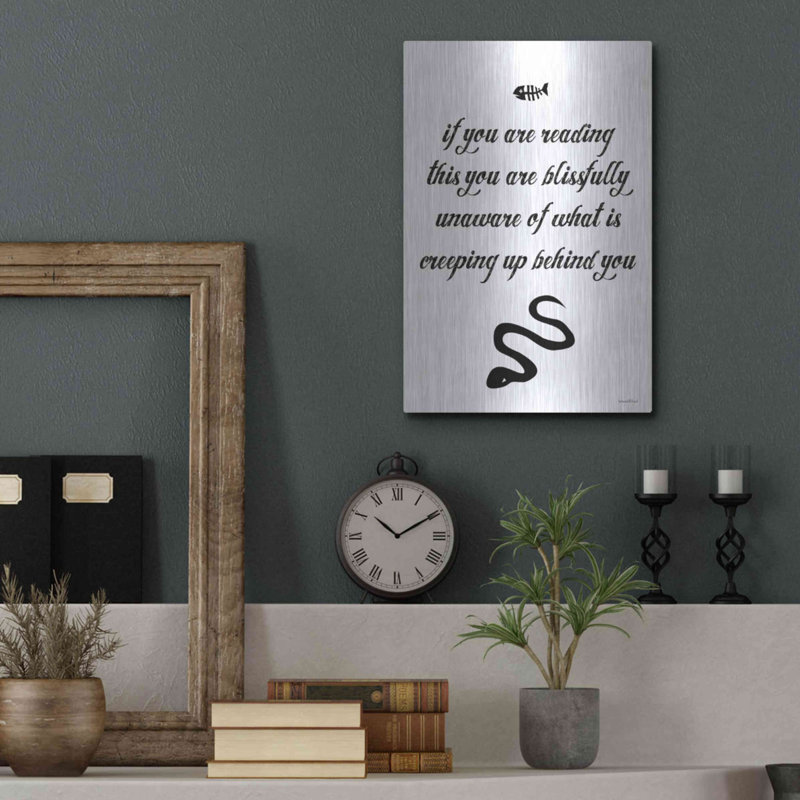 «Bliss heureusement pas au courant» par Lettered & Lined, art mural en métal, H 16 po x l 12 po