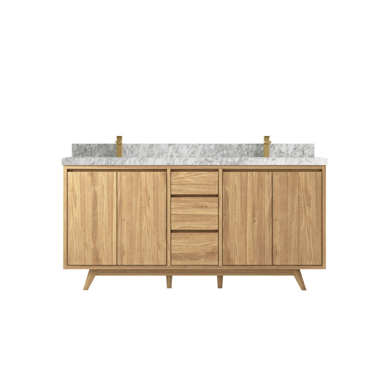 Ensemble de meuble-lavabo double 72 po Madison, Naturel, Marbre de Carrare