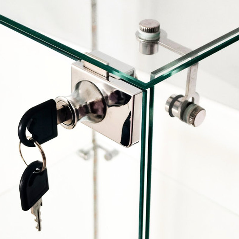 Armoire de rangement en verre trempé avec bandes à DEL, serrure, design blanc et classique - 5 tablettes ou plus dans l'espace de vie principal, panneaux de particules, tablette de porte