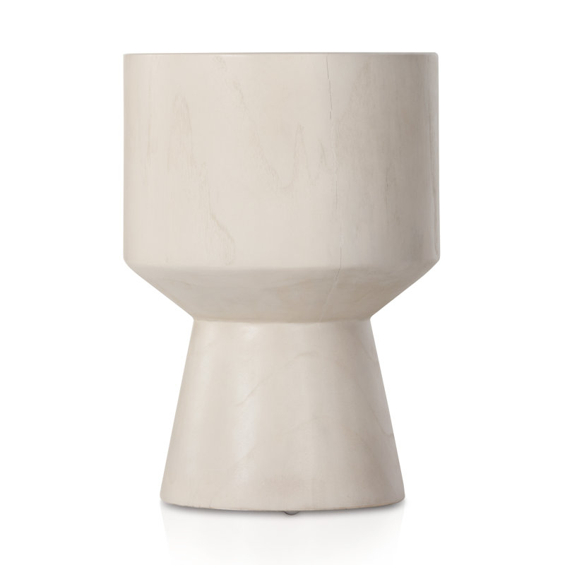 Jovie Outdoor Round Teak Side Table, Ivory Teak