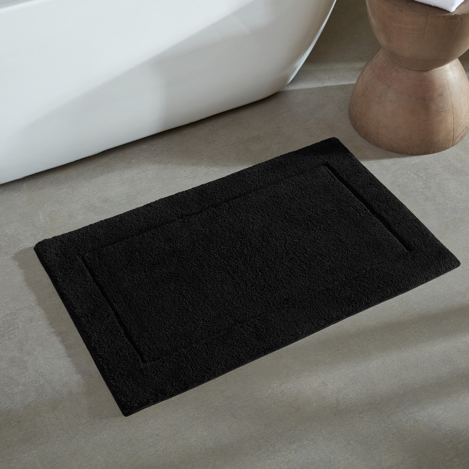 Calvin Klein Essence Solid Cotton 2 Piece Bath Rug Set, Black