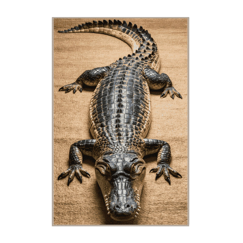 Washable Nile Crocodile Wildlife Area Rug, Runner 2' x 4'