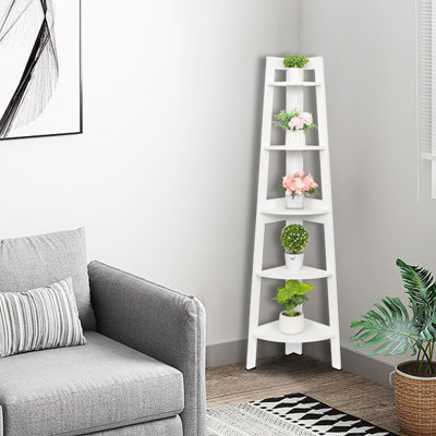 Falena 160cm H x 35cm W Wood Corner Bookcase