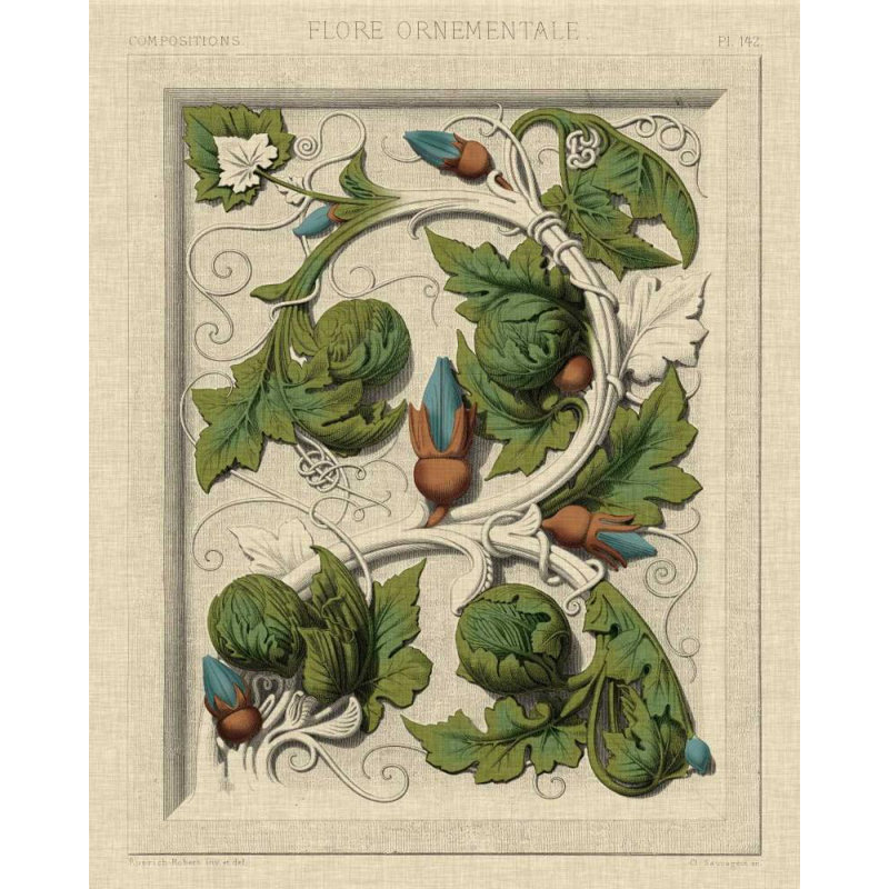 Art sur toile tendue avec Alcott Hill® Vision Studio, titre: Decorative Flourish II, H 44 po x l 36 po